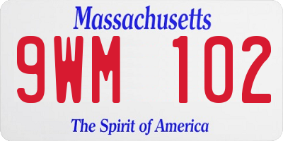 MA license plate 9WM102