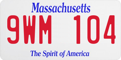 MA license plate 9WM104