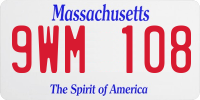 MA license plate 9WM108
