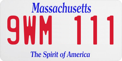 MA license plate 9WM111