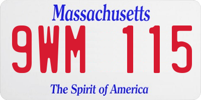 MA license plate 9WM115
