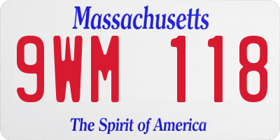 MA license plate 9WM118