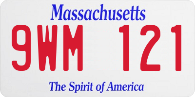 MA license plate 9WM121