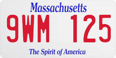 MA license plate 9WM125