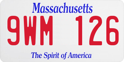 MA license plate 9WM126