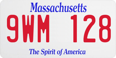 MA license plate 9WM128