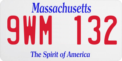 MA license plate 9WM132