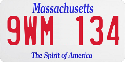 MA license plate 9WM134