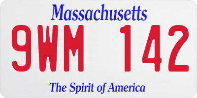 MA license plate 9WM142
