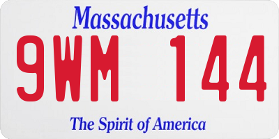 MA license plate 9WM144