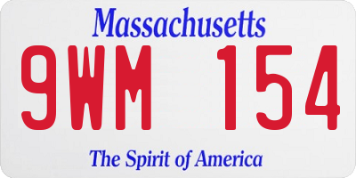 MA license plate 9WM154