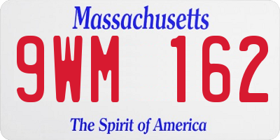 MA license plate 9WM162