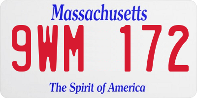 MA license plate 9WM172