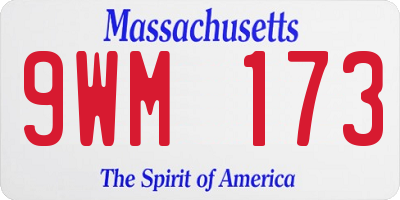 MA license plate 9WM173