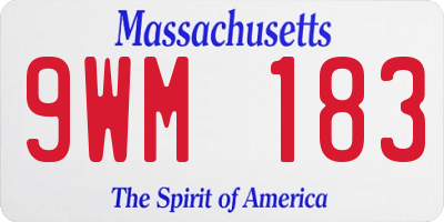 MA license plate 9WM183