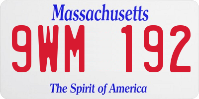 MA license plate 9WM192