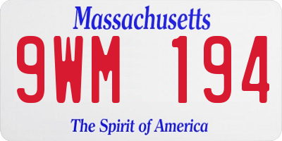 MA license plate 9WM194