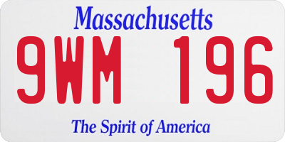 MA license plate 9WM196