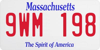 MA license plate 9WM198