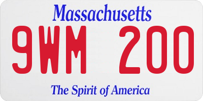 MA license plate 9WM200