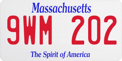 MA license plate 9WM202