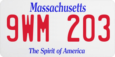 MA license plate 9WM203