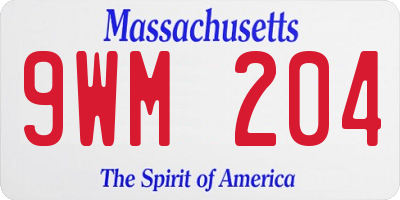 MA license plate 9WM204