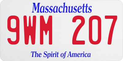 MA license plate 9WM207