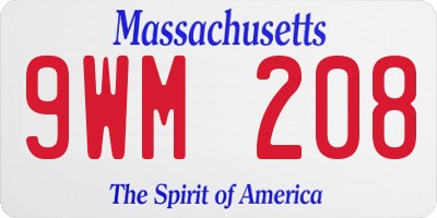 MA license plate 9WM208