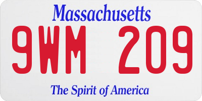 MA license plate 9WM209