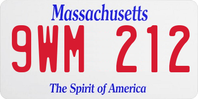 MA license plate 9WM212