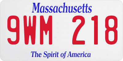 MA license plate 9WM218