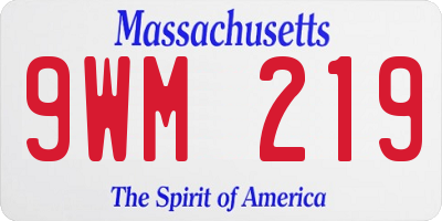 MA license plate 9WM219