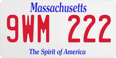 MA license plate 9WM222