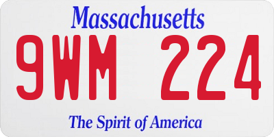 MA license plate 9WM224