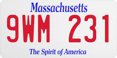 MA license plate 9WM231