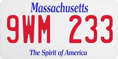 MA license plate 9WM233