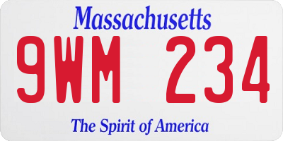 MA license plate 9WM234