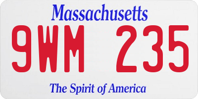 MA license plate 9WM235