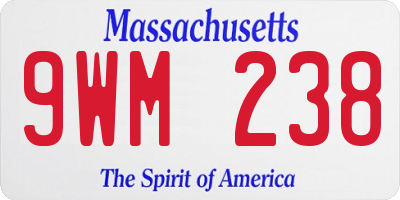 MA license plate 9WM238