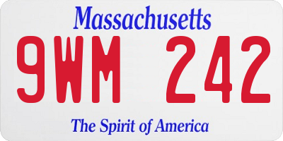 MA license plate 9WM242