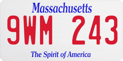 MA license plate 9WM243