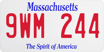 MA license plate 9WM244