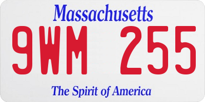 MA license plate 9WM255