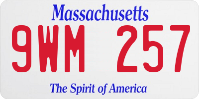 MA license plate 9WM257