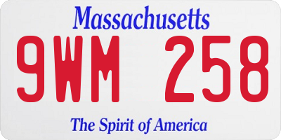 MA license plate 9WM258