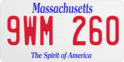 MA license plate 9WM260