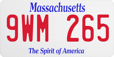 MA license plate 9WM265