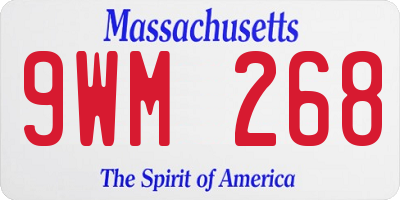 MA license plate 9WM268