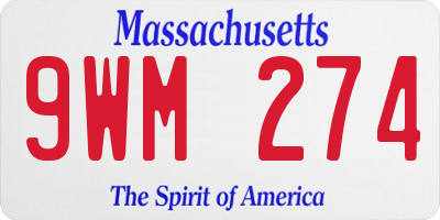 MA license plate 9WM274